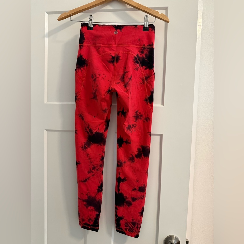 lululemon athletica Red and Black Tie-Dye Leggings
